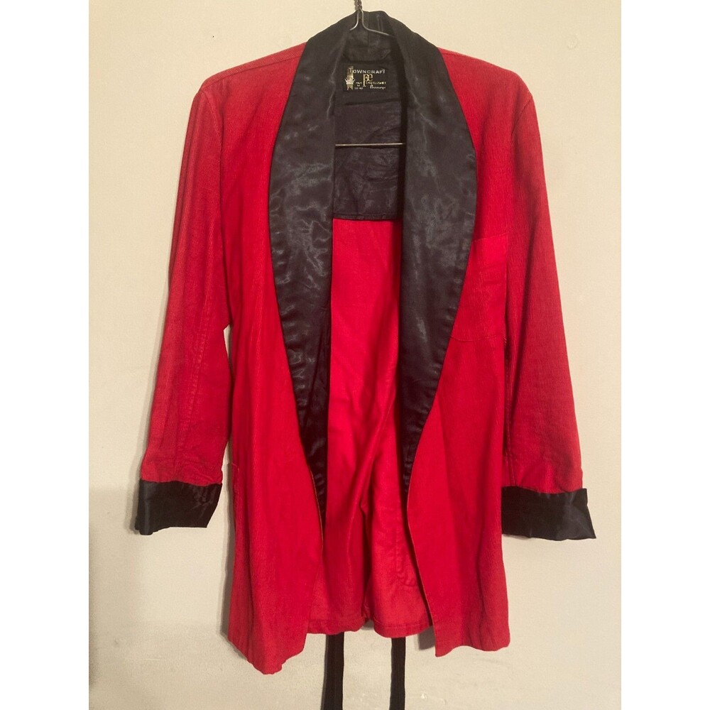 Towncraft Penneys Par Excellence Vintage Robe Smoking Jacket Red Black - size M